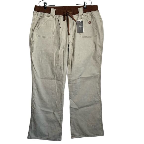 Flamingals NWT 3XL Linen Blend Pull On Bootcut Pants Elastic Waist Stretch - Picture 1 of 10